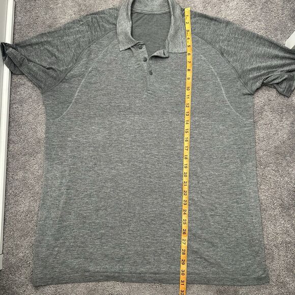 Lululemon Metal Vent Tech Polo Short Sleeve XXL/2XL Grey Mesh Golf Casual Work - Picture 5 of 8